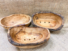 Load image into Gallery viewer, Rustic Olive Wood Soap Dish